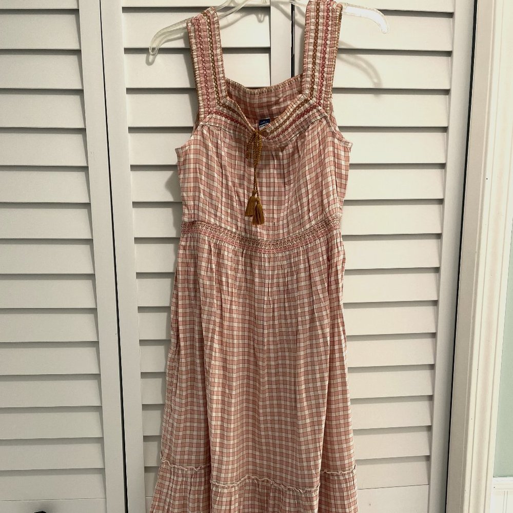 NWT Sleeveless Waist-Defined Embroidered Clip-Dot Maxi Dress for Women